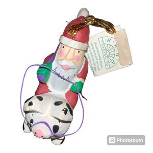 Vintage Santa Riding Pig Ornament Rana Trading Co